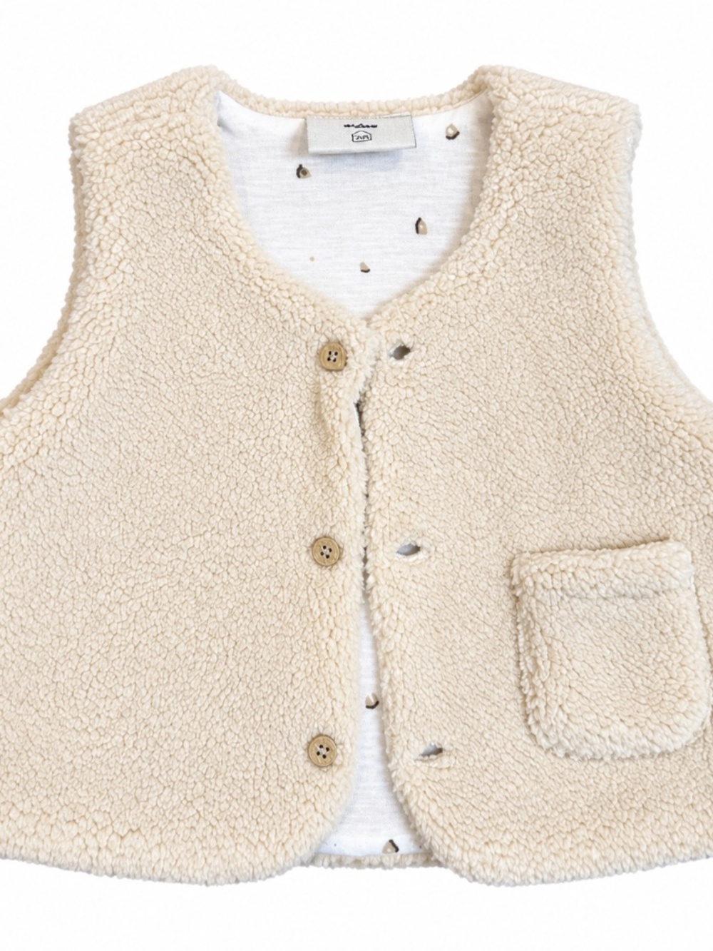 Petite Maison x NONO Cream Sherpa Baby Vest 9M